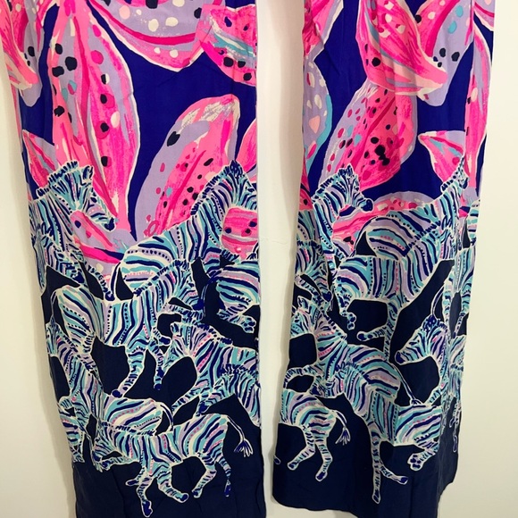 Lilly Pulitzer Pink and Blue zebra Floral Pants - Picture 12 of 13